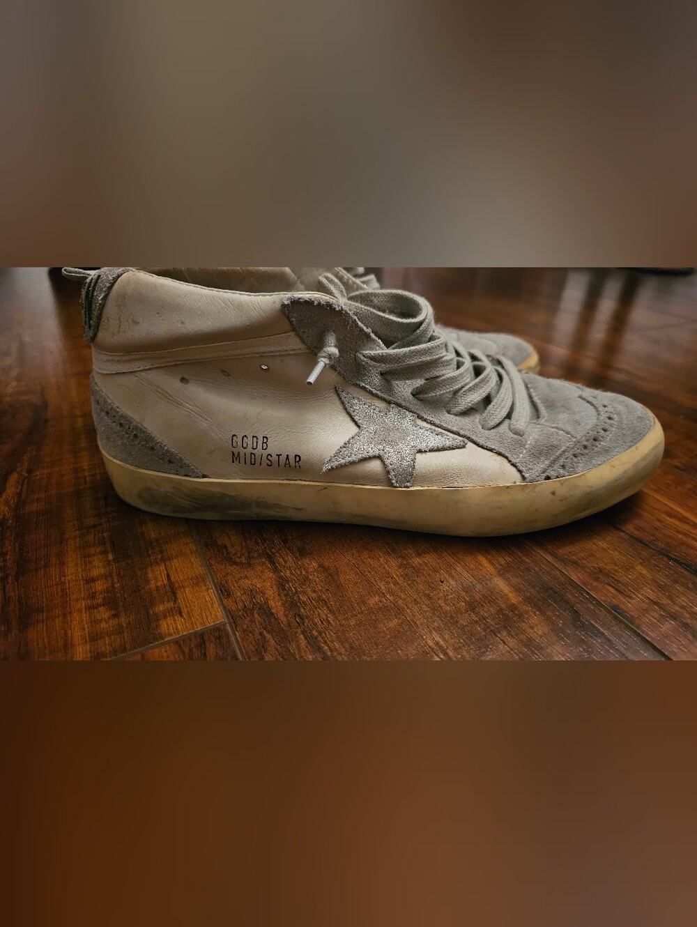 Golden Goose Mid-Star Sneakers in White and Gray